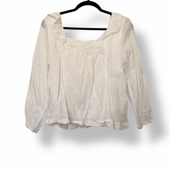 GibsonLook Square Ruffle Long Sleeve Blouse White - Picture 3 of 5